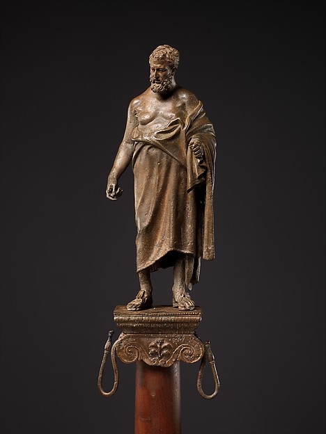 Roman bronze statuette of a philosopher on a lamp stand